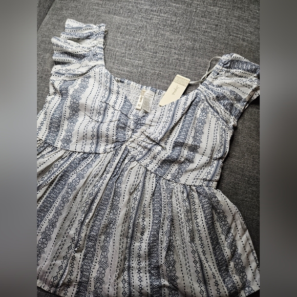 JAPNA Bohemian Peplum White & Blue Paisley Patterned Top - Picture 2 of 9